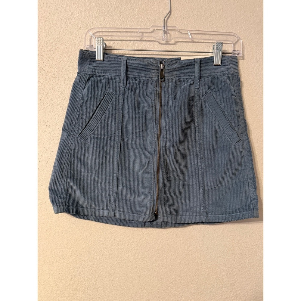 American Eagle Outfitters Womens Size 2 Blue Corduroy Hi Rise A Line Mini Skirt